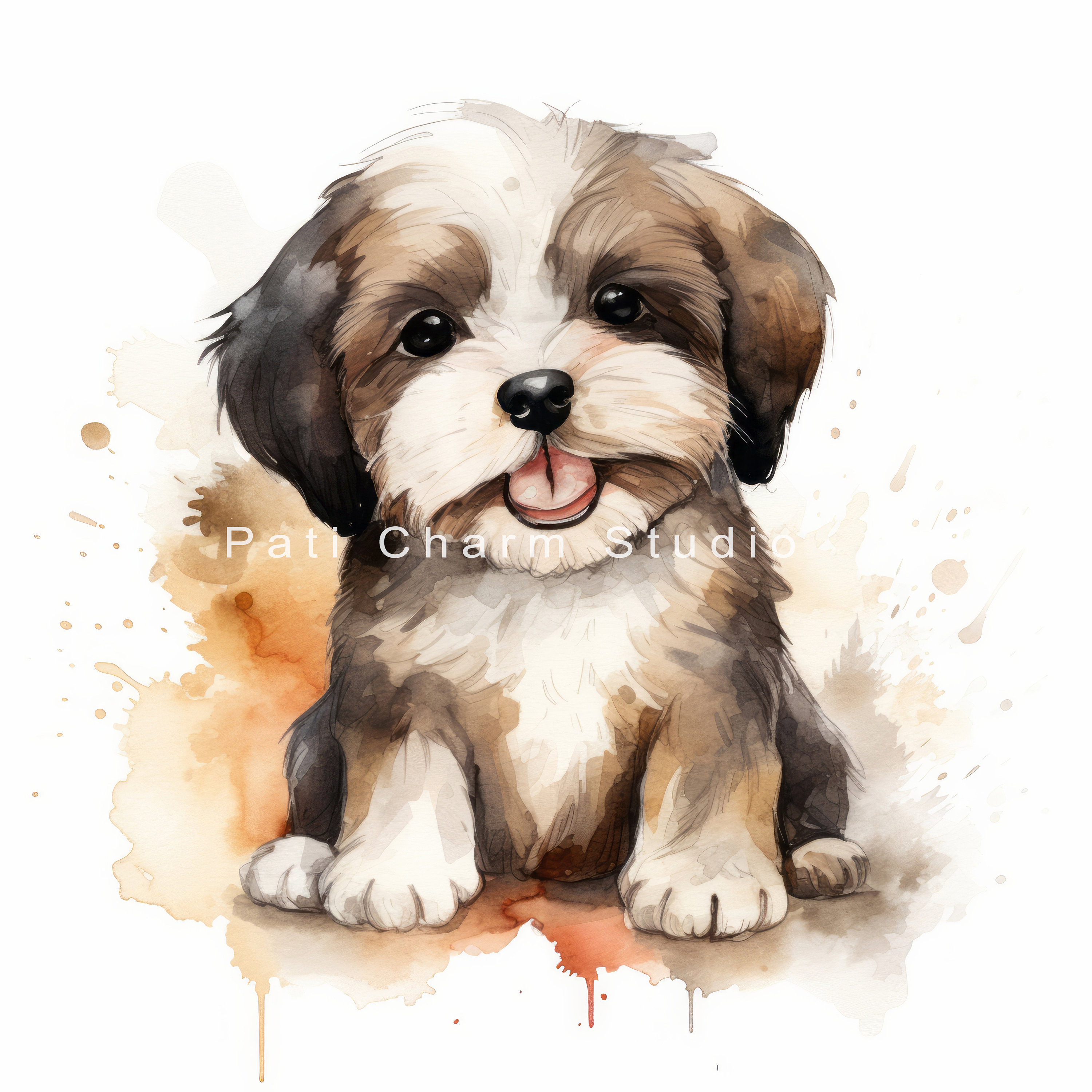 Shih Tzu Watercolor Clipart Bundle Jpgs, High Quality, Digital Download ...
