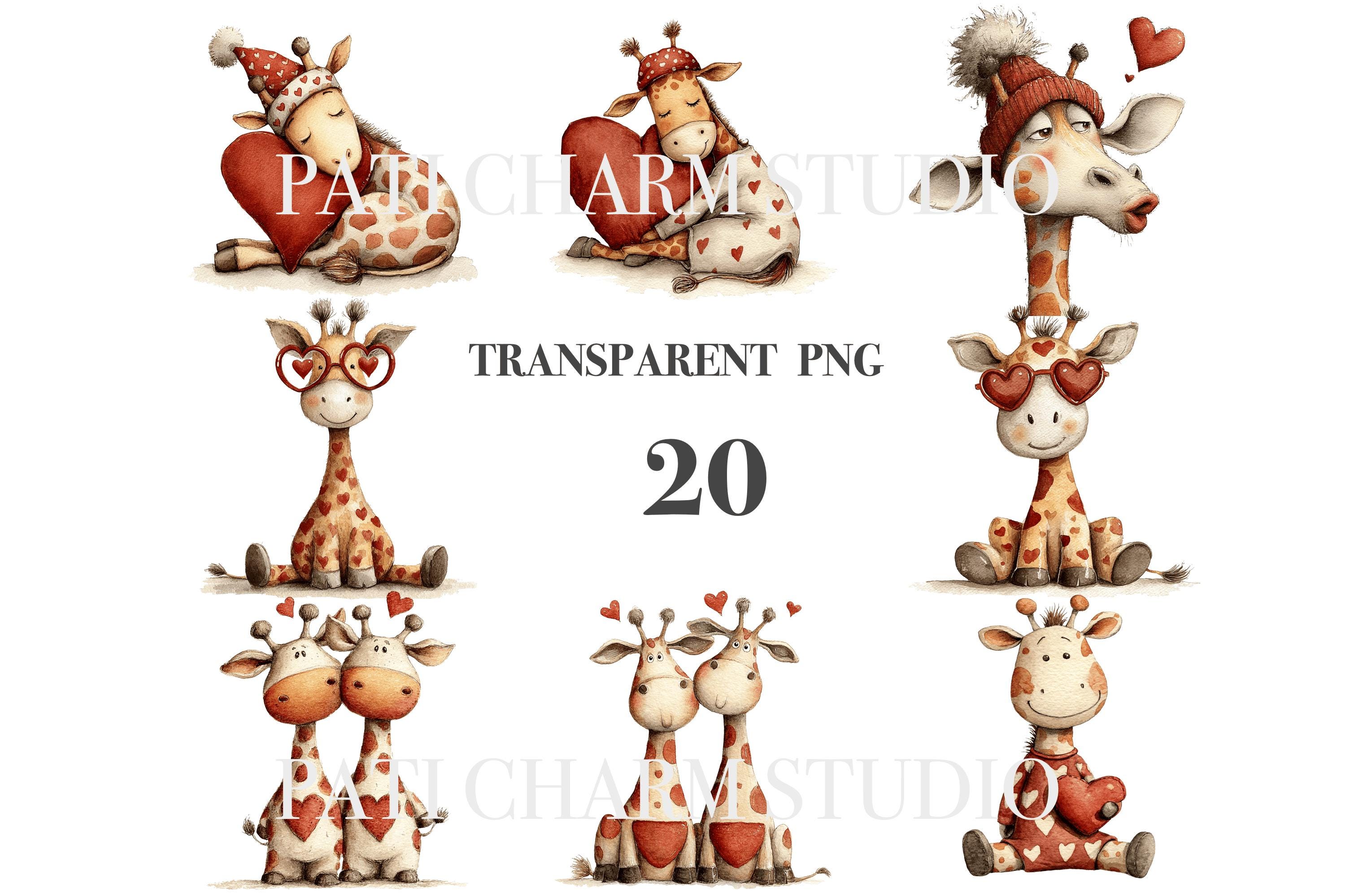 20 Giraffe Clipart PNG Bundle, Cute Safari Animal Clipart Bundle, Baby ...