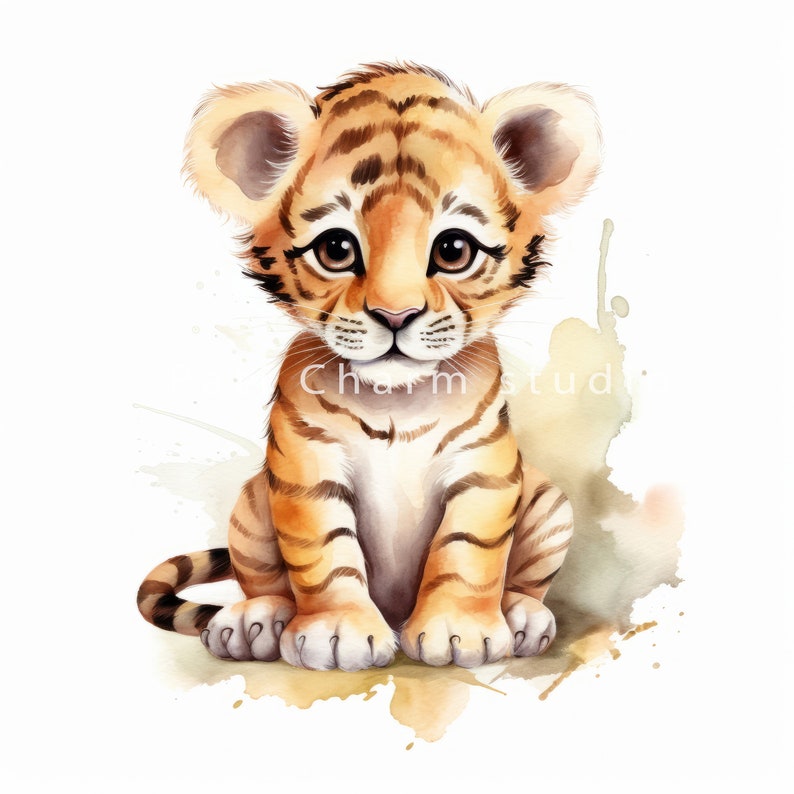 Jungle Baby Animals Clipart, High Quality JPGs, Watercolor Safari Animals Clipart for Baby Shower Invite, Nursery Decor, Cute Animals Images image 10