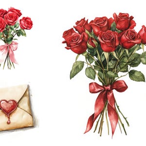 Chocolates de coração, buquê de rosas, carta de amor, balão de coração, par de pombas, pirulito de coração, rosa vermelha, taça de champanhe, urso de pelúcia, romântico