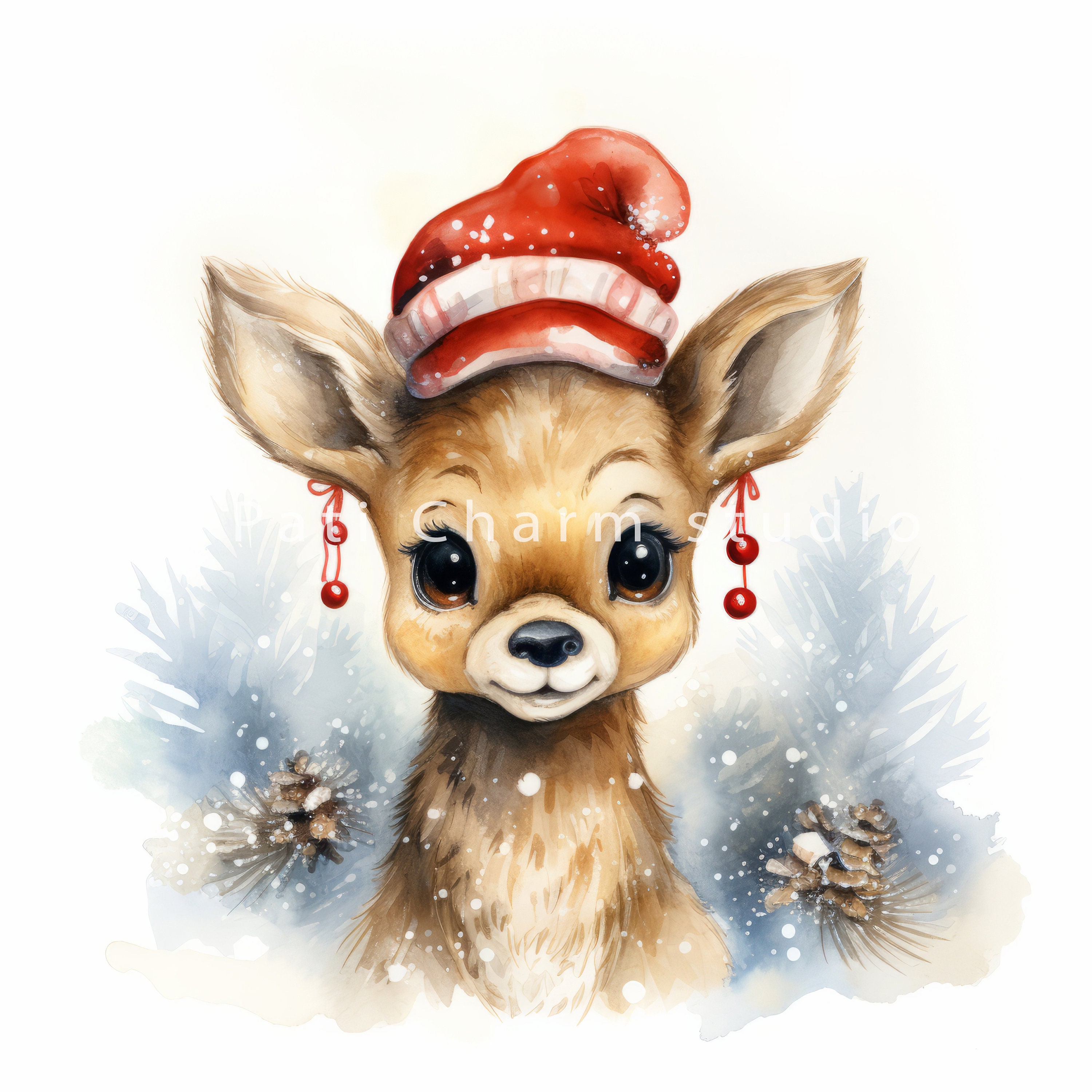 Christmas Deer Clipart Bundle for Commercial Use, High Quality Jpgs ...