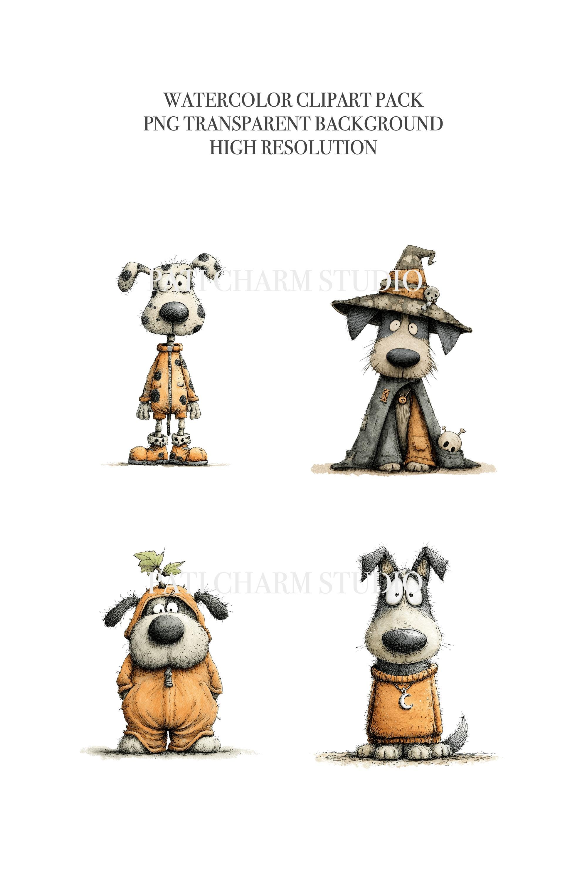 19 Quirky Halloween Dog Clipart PNG Bundle + Video, Funny Puppy Ghost ...