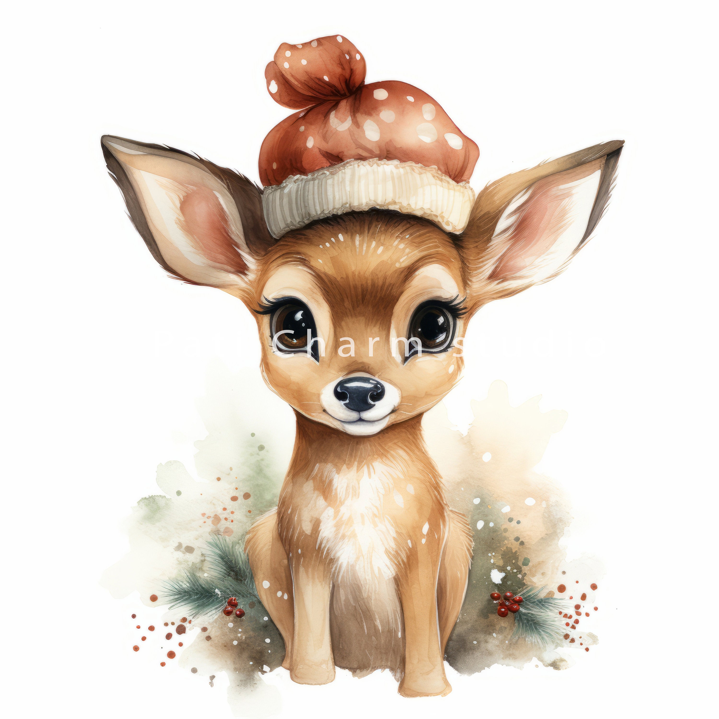 Christmas Deer Clipart Bundle for Commercial Use, High Quality Jpgs ...
