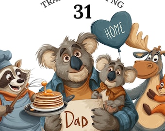 Fathers Day Animal Clipart, Cute Dad Animal PNG, Father’s Day Art for Kids, Funny Animal Dad Clip Art, Woodland Bear, Lion, Fox Clipart Pack