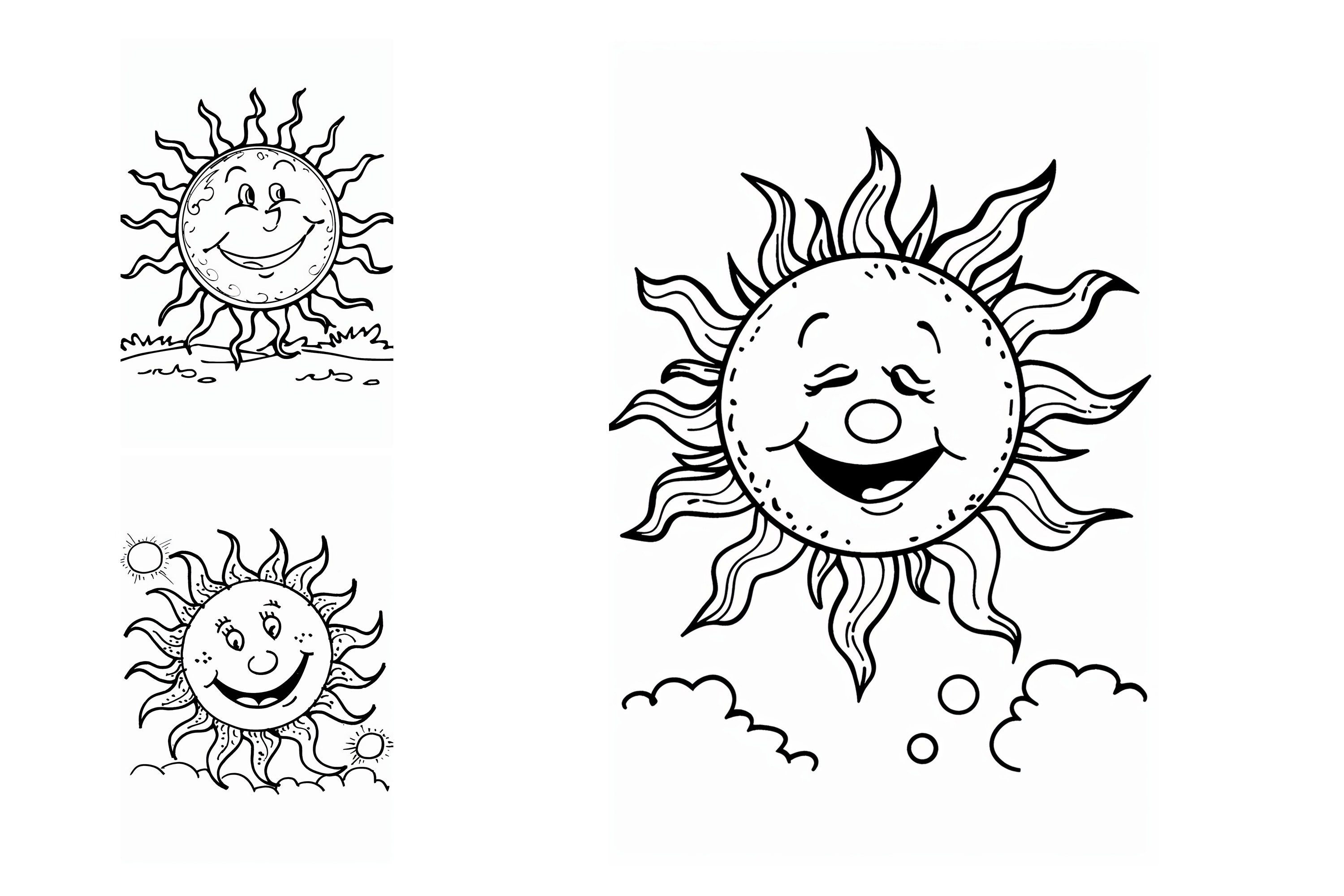 Happy Sun Coloring Page for Kids, Instant Download, Coloring Book