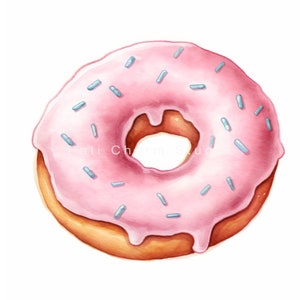 Watercolor Donuts Clipart Set, Sweet Dessert Clipart Bundle for ...