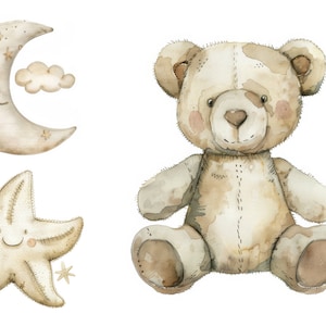 Knuffels clipart set voor kinderen, kwekerij clipart pack, neutraal baby shower decor, gender Reveal clipart, hoge kwaliteit JPG's, kwekerij baby