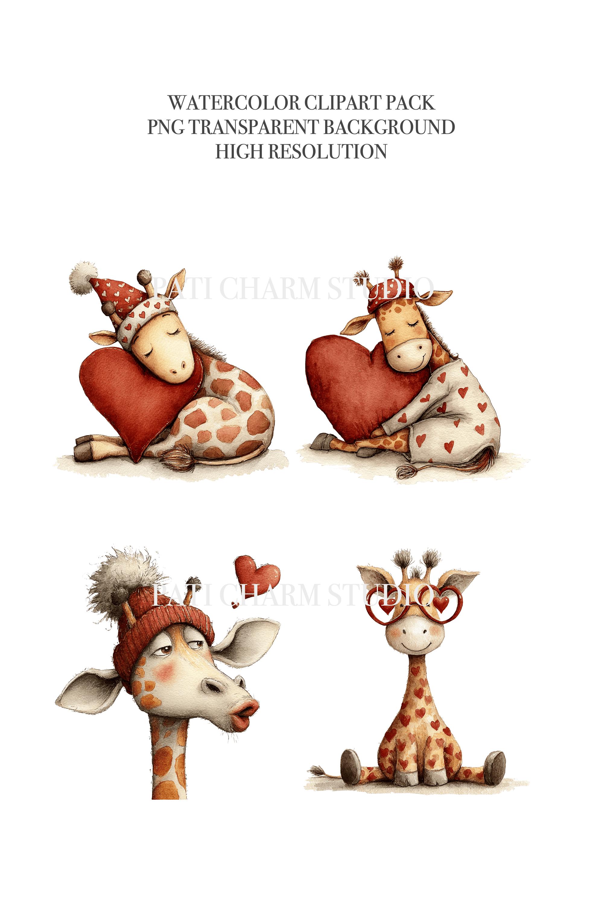 20 Giraffe Clipart PNG Bundle, Cute Safari Animal Clipart Bundle, Baby ...