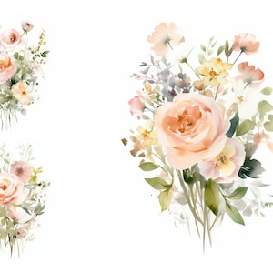 Watercolor Blush Rose Flowers Clipart Bundle, Wedding Flowers, Wedding Invitation, Commercial Use, Wedding Clipart, Greeting Cards Design