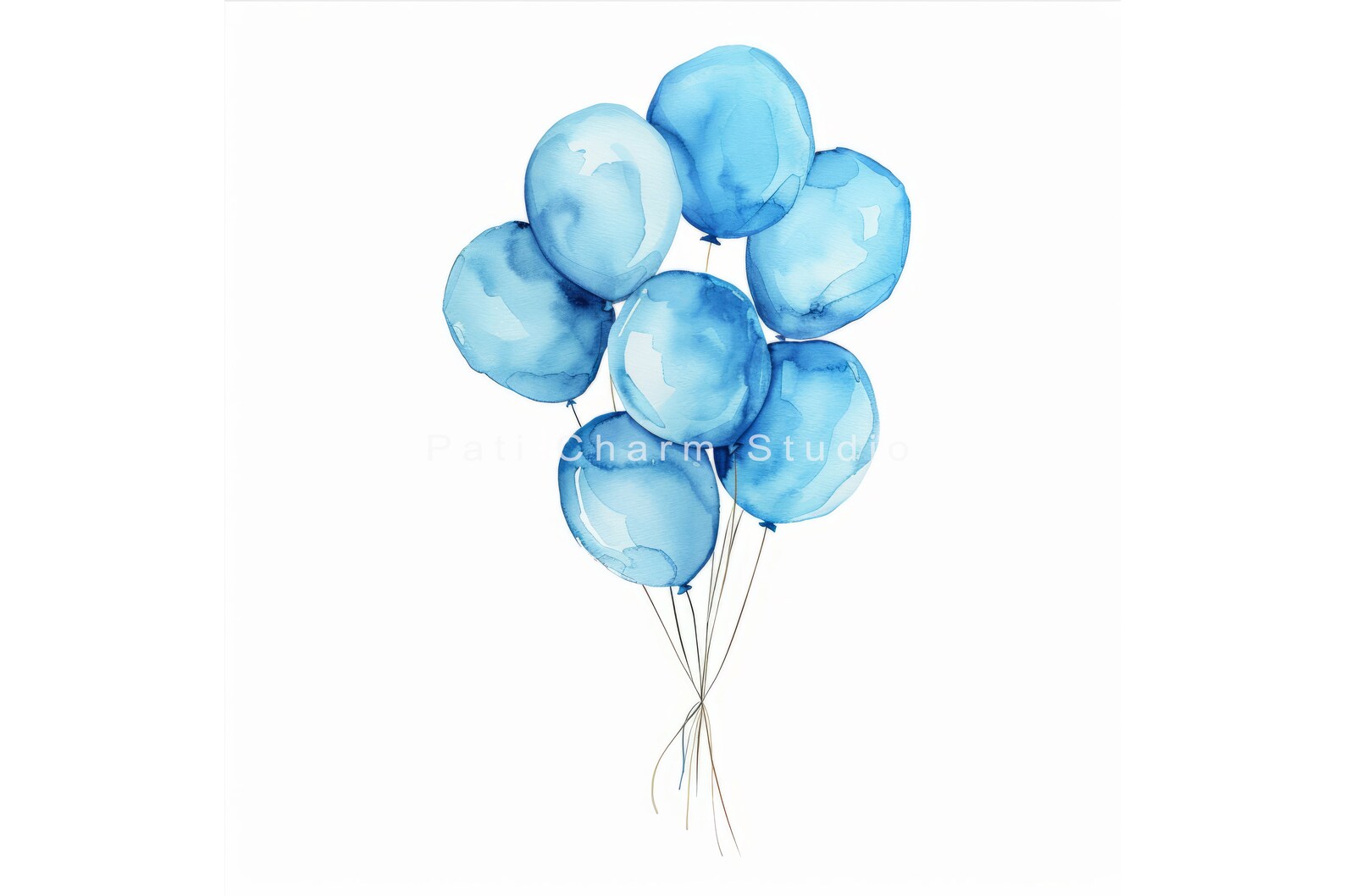 Watercolor Blue Balloon Clipart Set, Pink Balloon Clipart, Digital ...