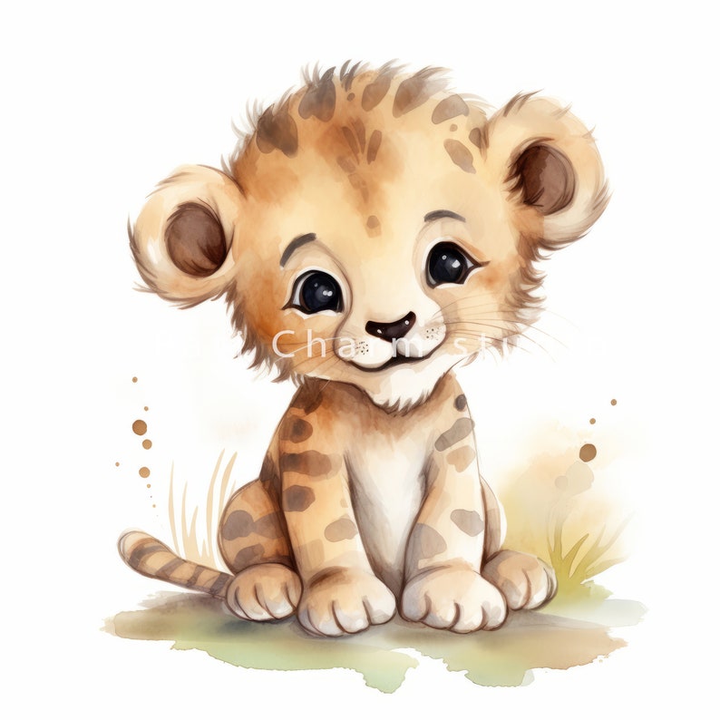 Jungle Baby Animals Clipart, High Quality JPGs, Watercolor Safari Animals Clipart for Baby Shower Invite, Nursery Decor, Cute Animals Images image 6
