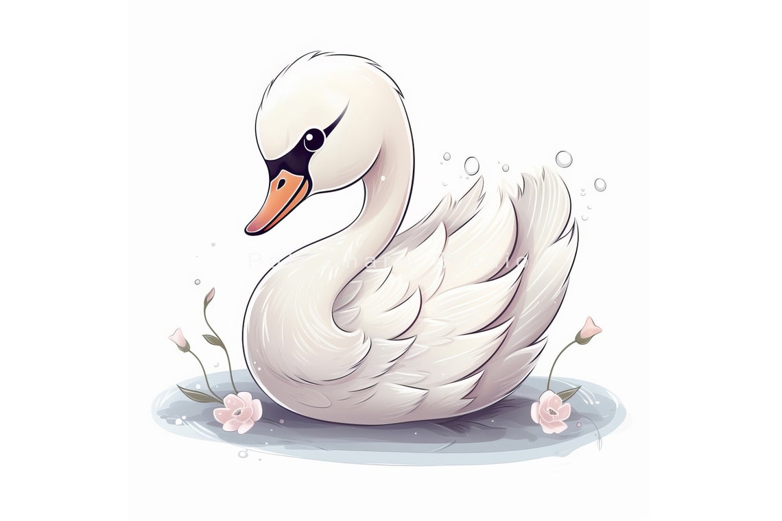 Cute Baby Swan Clipart Bundle, High Quality Jpgs, Baby Swan Nursery Art ...