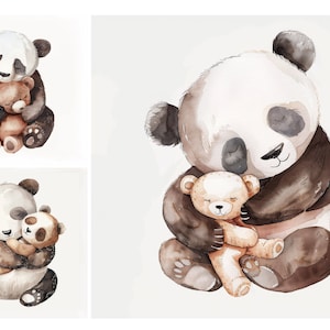 Panda con paquete de imágenes prediseñadas de oso de peluche, JPG de alta calidad, descarga digital, uso comercial, imágenes prediseñadas de panda lindo, imágenes prediseñadas de juguete de oso de peluche, dulce