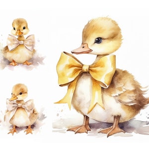 Clipart acquerello Baby Duck, JPG di alta qualità, arte della scuola materna, pianificatore digitale, clipart carino anatroccolo, invito baby shower, arte della parete, anatra della fattoria