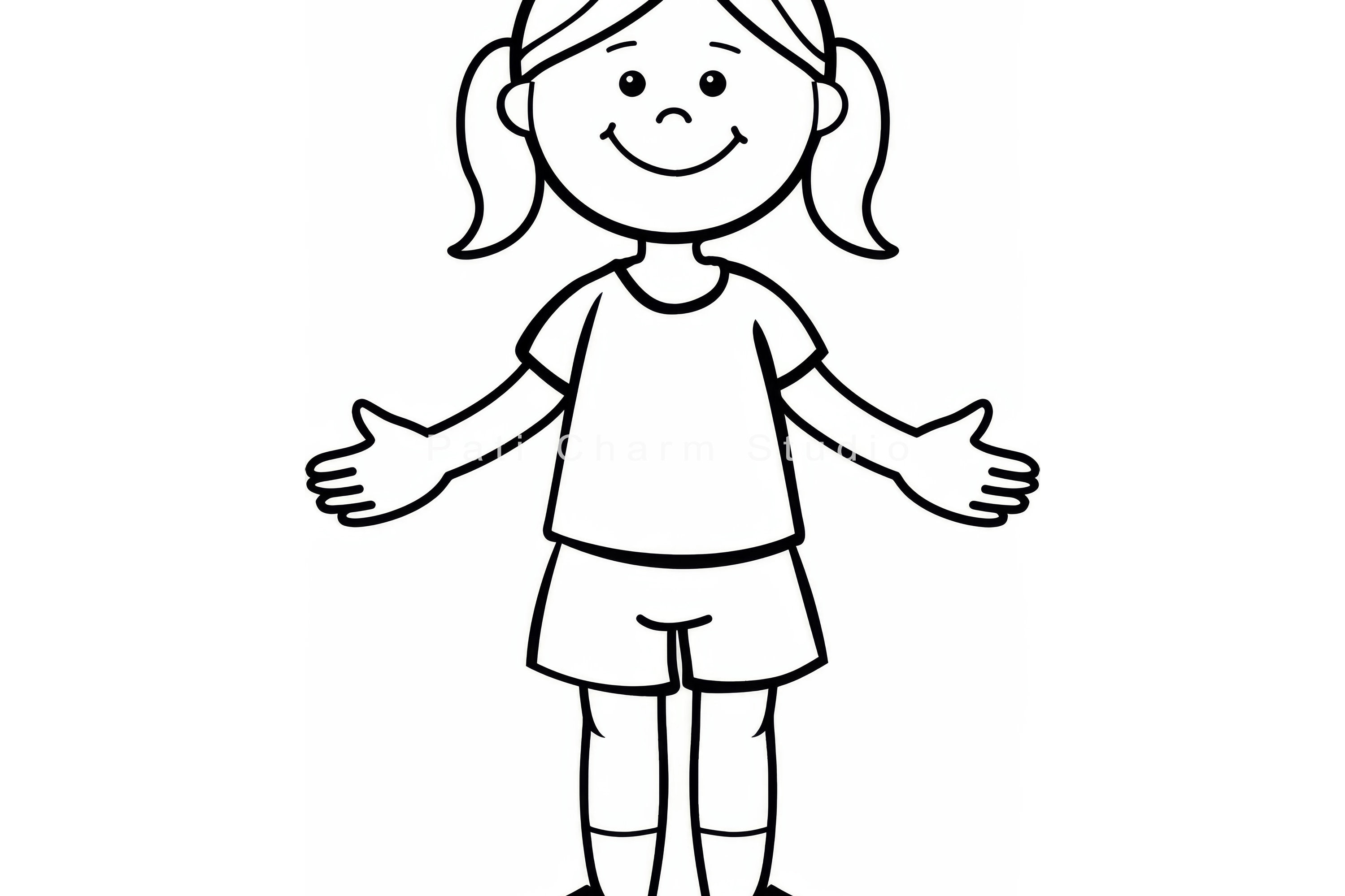 Cute Girl Clipart Coloring Page For Kids Instant Download Coloring cute-girl-clipart-coloring-page-for-kids-instant-download-coloring
