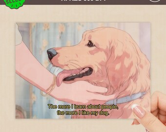 Anime Dog Postcard, Ghibli Style Art (Digital Download)