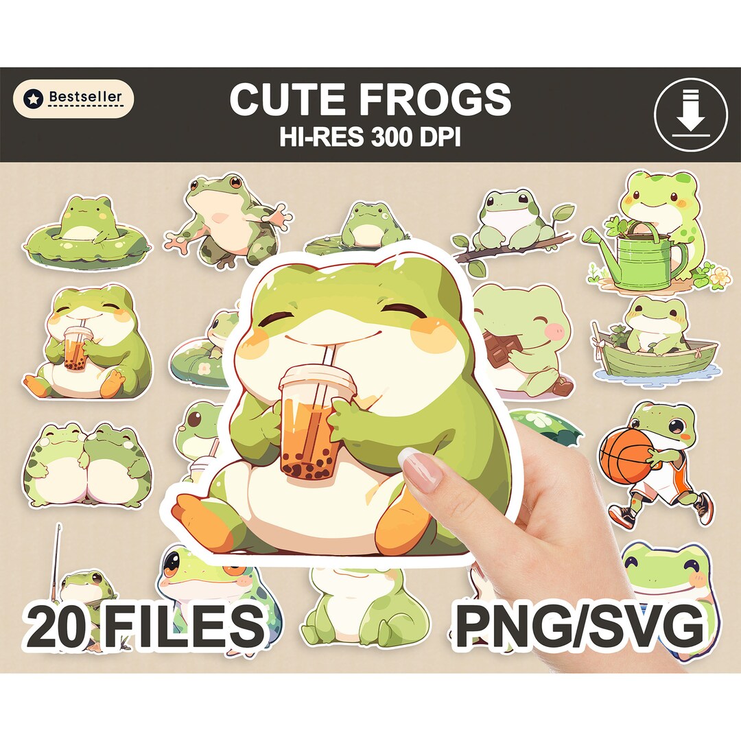 Cute Frogs Print & Cut Stickers, Cats Sticker PNG, Printable Stickers ...