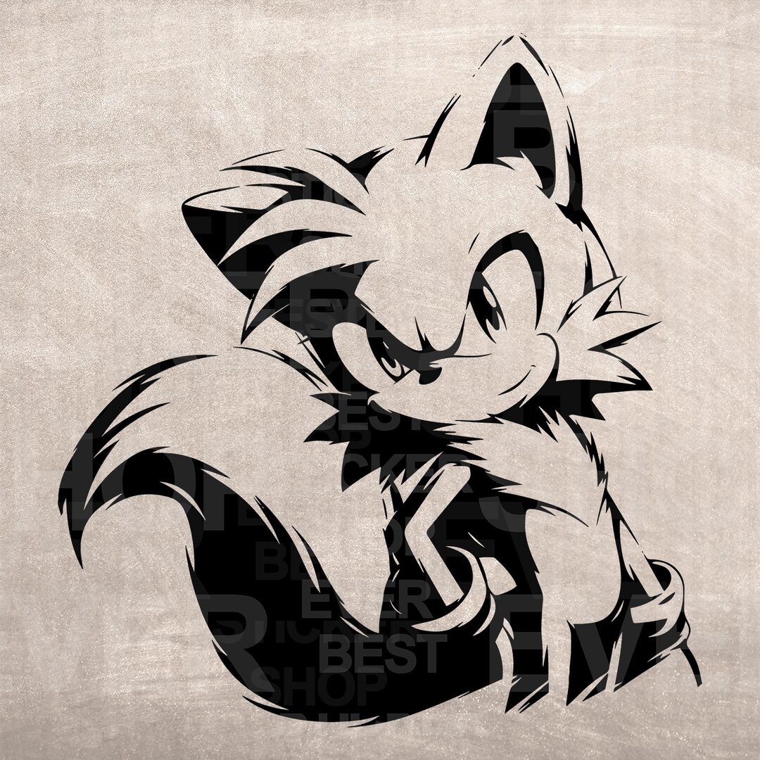 Tails Stencil, Model Template Design Print, Digital Download Clipart ...