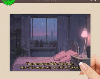 Anime Inspired Postcard, Ghibli Style Bedroom Scene (Digital Download)