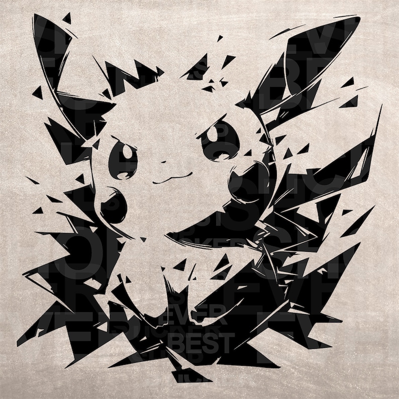 Pikachu Stencil, Model Template Design Print, Digital Download Clipart ...