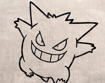 Gengar Pokemon Stencil, DIY Craft, Wall Decor (SVG PNG Digital Download)