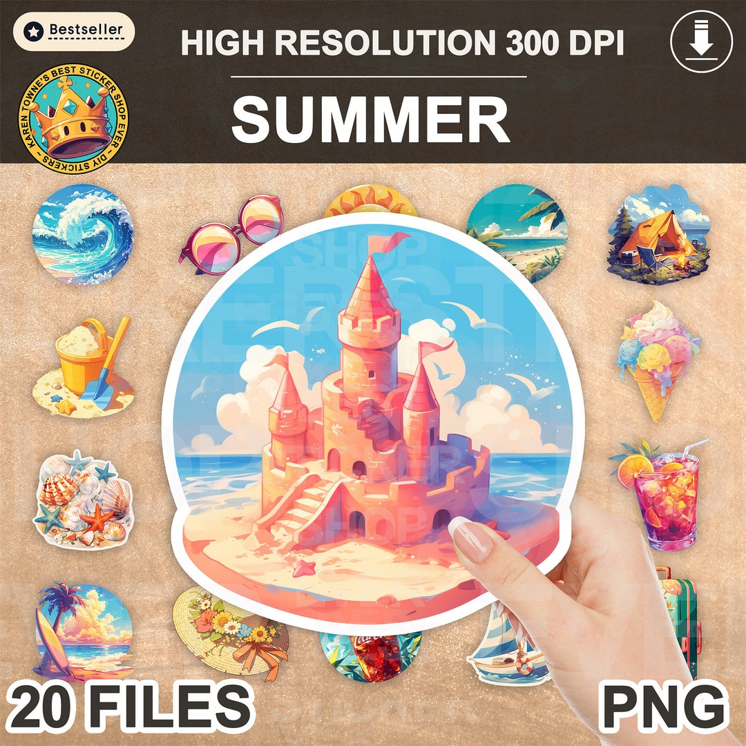 Summer Stickers, Sticker PNG Bundle, Printable Stickers, Summer, Holiday, Vacation, Sea Stickers ...