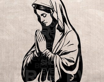 Holy Mary Stencil Graphic, SVG PNG Vector (Digital Download)