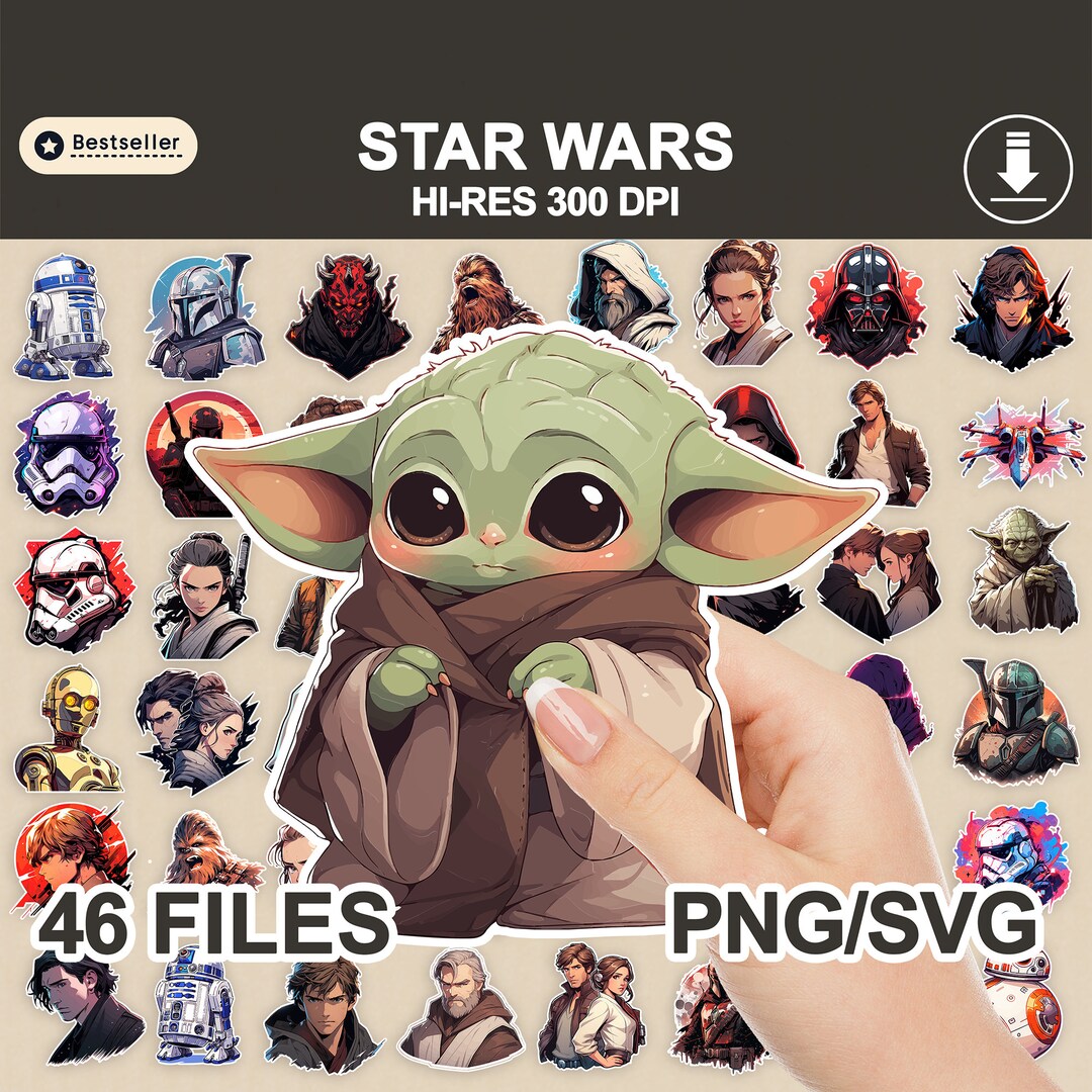 Star Wars PNG SVG Stickers, Sticker PNG Bundle, Printable Stickers ...