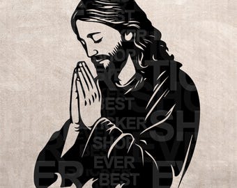 Praying Jesus Stencil, God Design, DIY Craft, SVG PNG (Digital Download)