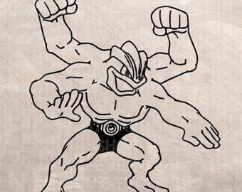 Machamp Pokemon Stencil, DIY Craft, Vector SVG PNG (Digital Download)