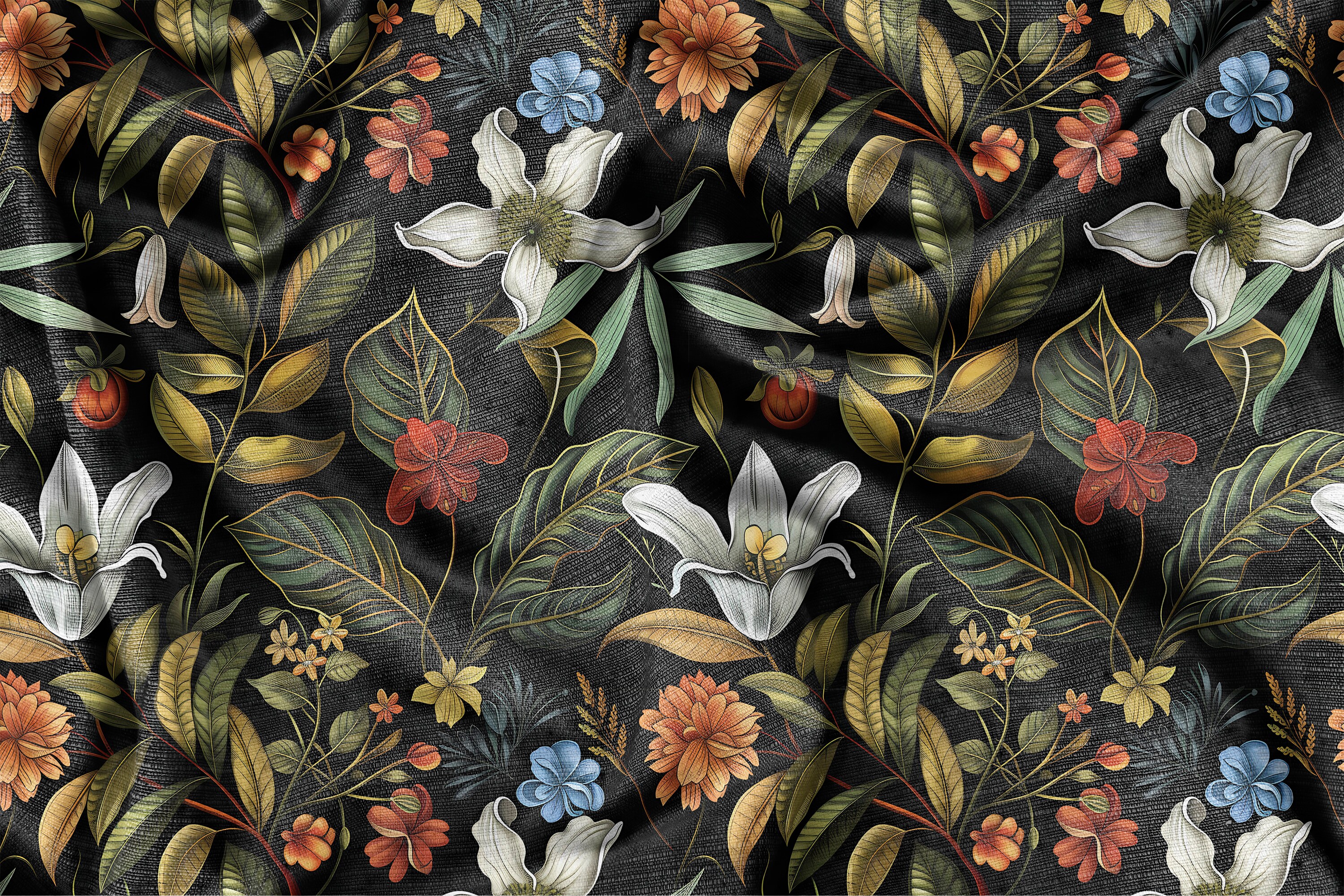 Floral Botanical Plants Vintage Print Seamless Pattern Design Repeating ...