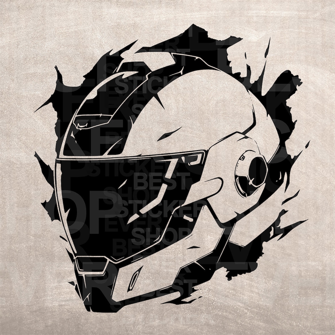 Helmet Stencil, Model Template Design Print, Digital Download Clipart Graphic for DYI Craft Wall ...