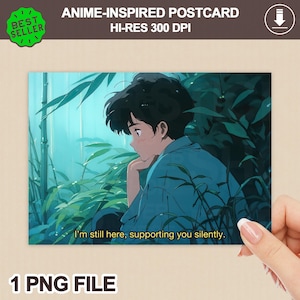 Pocztówka inspirowana anime ~ Anime Clipart, pobieranie cyfrowe, DIY Scrapebooking, wydruk cyfrowy, inspirowane Ghibli, pocztówka cyfrowa, mini wydruk