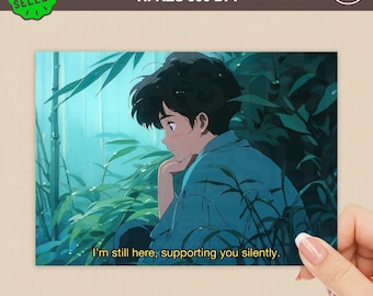 Anime Inspired Postcard, Ghibli Style Clipart (Digital Download)