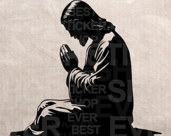 Jesus Praying Stencil, Christian Graphic Design (Digital Download)