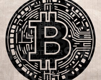 Bitcoin Stencil, Crypto Coin Design, DIY Craft, SVG PNG (Digital Download)