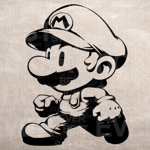 Paper Mario Stencil, Design Print, Digital Download Clipart Graphic for ...