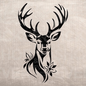 Stencil di renna, stampa di progettazione del modello di modello, grafica ClipArt di download digitale per deco di mobili da parete artigianali DYI, vettore, SVG PNG