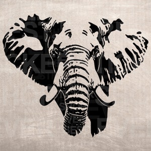 Estêncil de elefante, impressão de design de modelo de modelo, download digital de gráfico de clipart para decoração de móveis de parede artesanal DYI, vetor, SVG PNG, fofo
