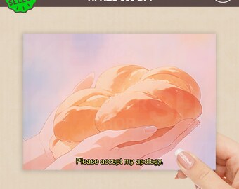 Anime Bread Apology Postcard, Ghibli Style (Digital Print)
