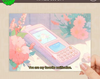 Anime-Inspired Postcard, Love Quote (Digital Print)