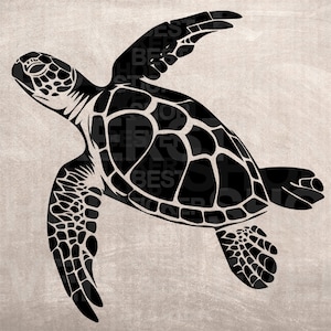 Sea Turtle Beach Aquatic Swimming Animal Stencil, digitale download ClipArt-afbeelding voor DYI Craft wandmeubeldeco, Vector, SVG, png