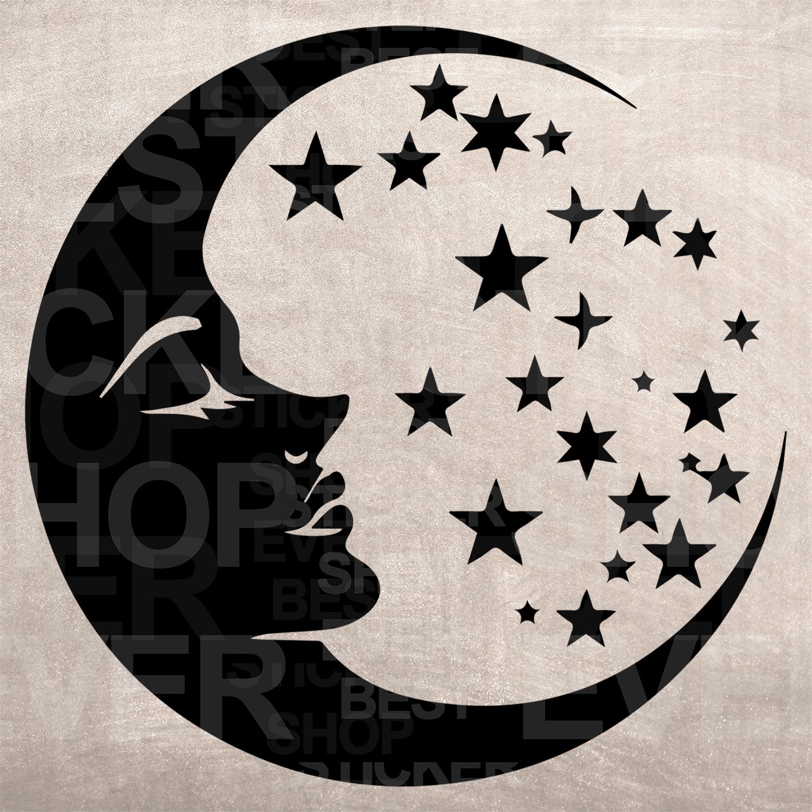 Moon and Stars Stencil, Model Template Design Print, Digital Download ...