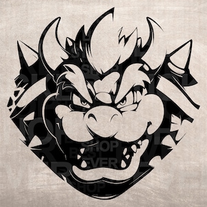 Plantilla Bowser, impresión de diseño, gráfico de imágenes prediseñadas de descarga digital para decoración de pared artesanal DYI, vector, SVG PNG, tatuaje, láser, vinilo, dtf, Mario