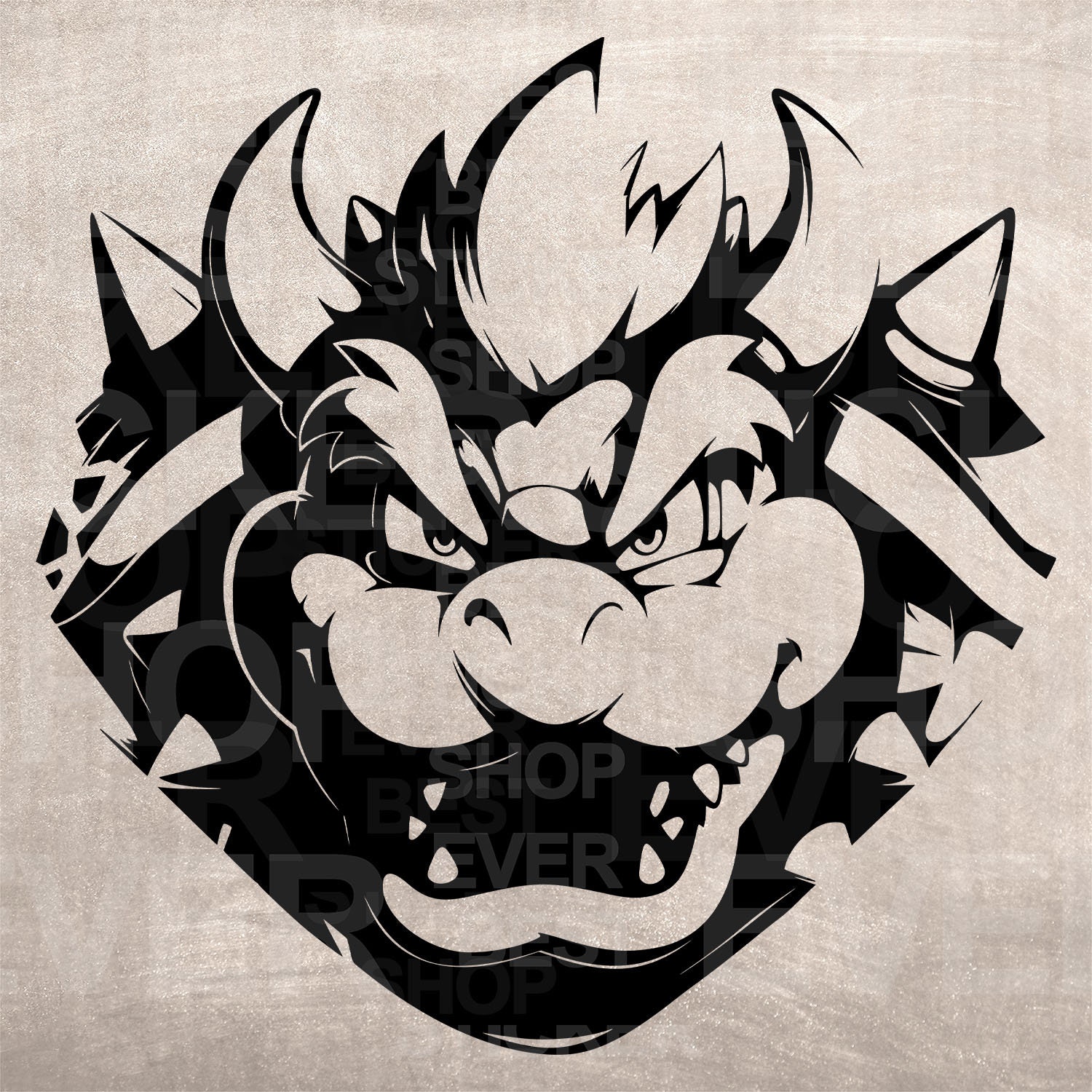 Bowser Stencil, design print, Digital Download ClipArt Graphic for DYI craft wall deco, Vector, SVG PNG, tattoo, laser, vinyl, dtf, Mario