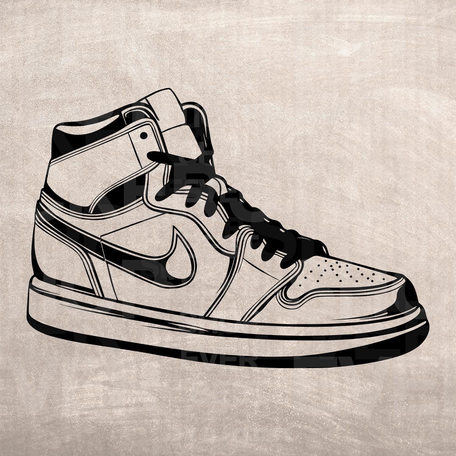 Famous Air Sneaker Stencil, model template design print, Digital Download ClipArt Graphic for DYI craft wall furniture deco, Vector, SVG PNG