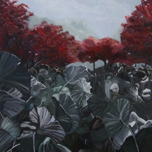 Autumn trees and withered lotuses in Slovenia