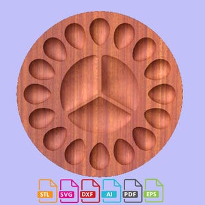 Bandeja de madera para 16 huevos rellenos 3D, diseñada para enrutador CNC, stl, SVG, DXF, AI, EPS, PDF. Archivo digital.