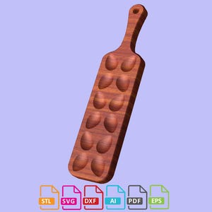 Bandeja 3D para 1 docena de huevos rellenos, bandeja de madera, bandeja para servir, diseñada para enrutador CNC, stl ...