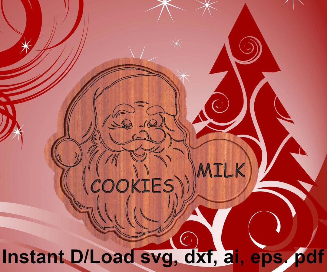 Santa Claus Milk and Cookies Tray Designed for CNC Router - Etsy
